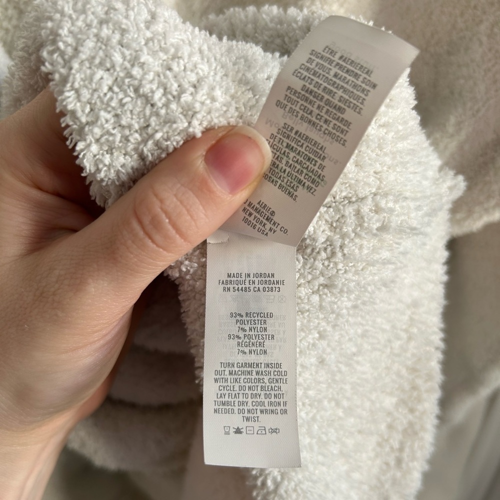 Aerie White Plush Sherpa Soft Cozy Fuzzy Button Front Cardigan Size M Medium - Picture 6 of 7
